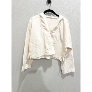 Ilana Kohn Womens Opie Pullover Sweater Cropped French Terry Vanilla Small